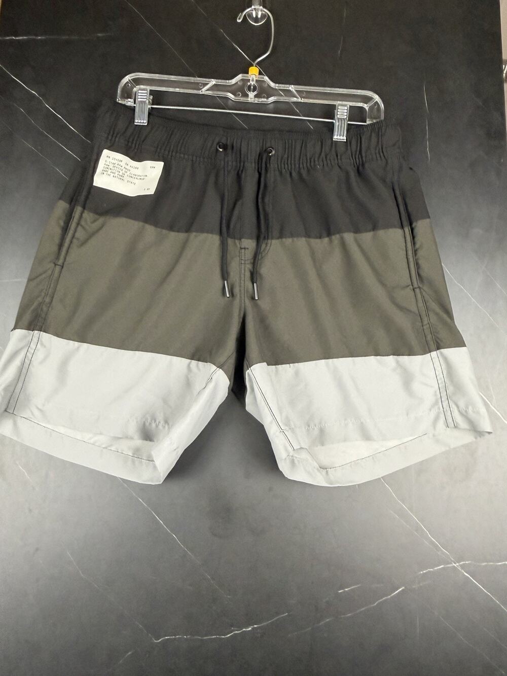 G-Star RAW Dirik Swim Shorts Men’s M Black Gray Color Block Drawstring Trunks